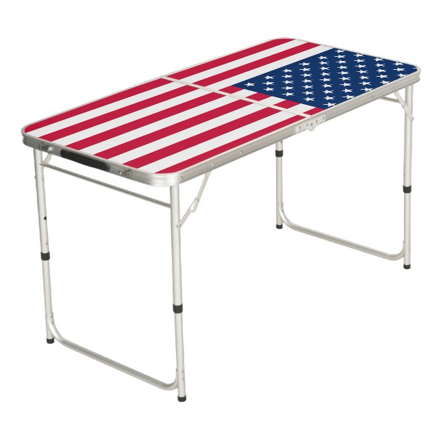 American Flag Beer Pong Table USA (Angled)