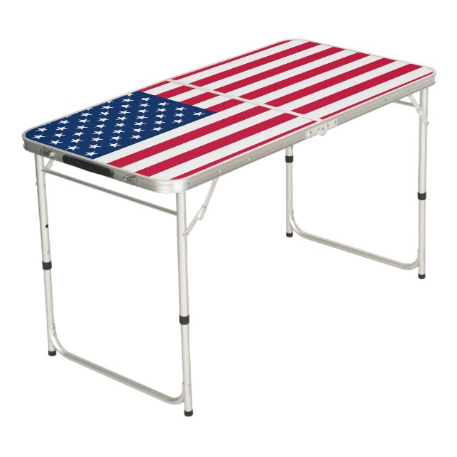 American Flag Beer Pong Table USA Patriotic (Angled)