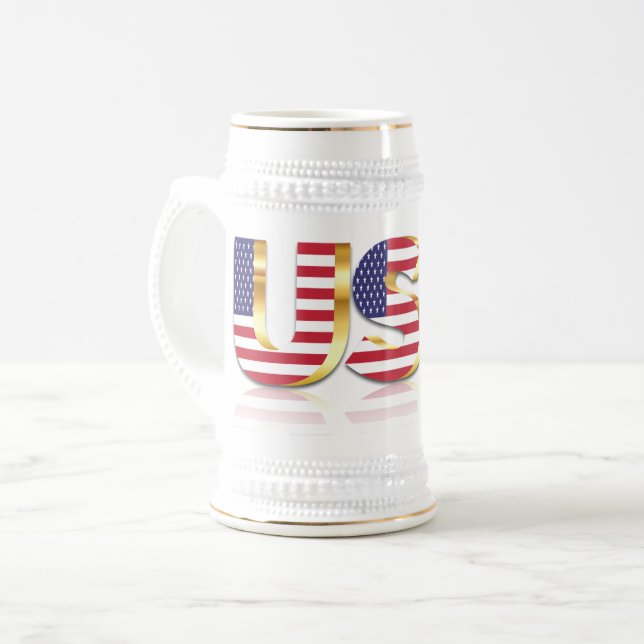 American Flag Beer Stein USA Patriotic (Front Left)
