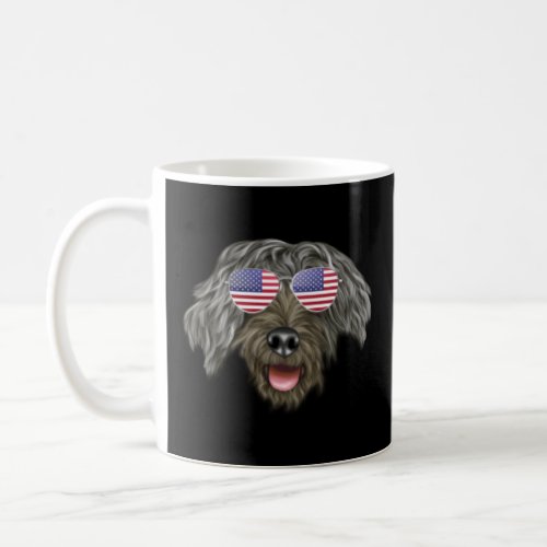 American Flag Bergamasco Sheepdog Dog America Pock Coffee Mug