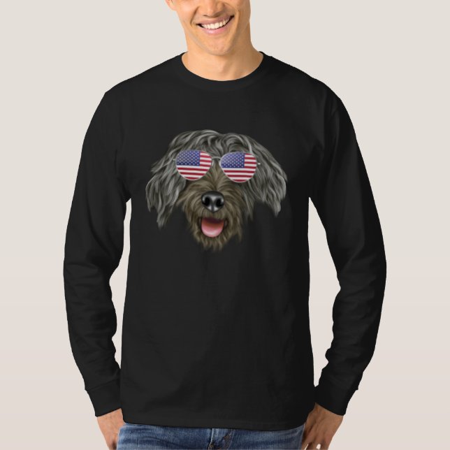 American Flag Bergamasco Sheepdog Dog America Pock T-Shirt (Front)