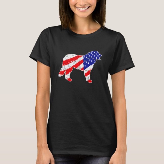 American Flag Bernese Mountain Patriotic Dog Dad D T-Shirt (Front)