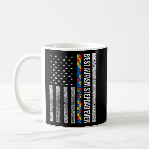 American Flag Best Autism Stepdad Ever Autism Awar Coffee Mug