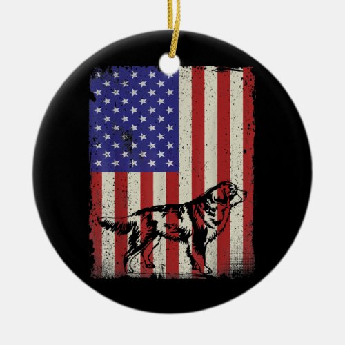 American Flag Best Bernese Mountain Dad Ever Tee Ceramic Ornament