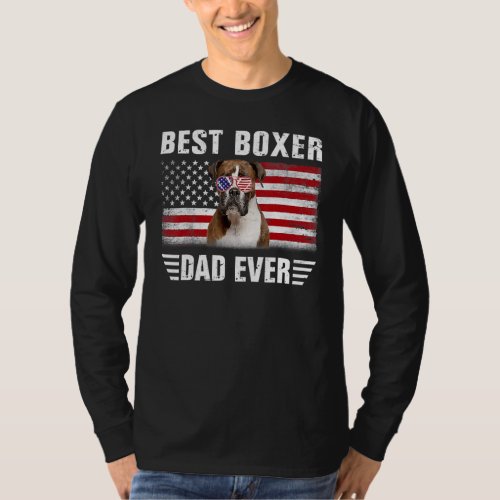 American Flag Best Boxer Dad Ever Dog T_Shirt