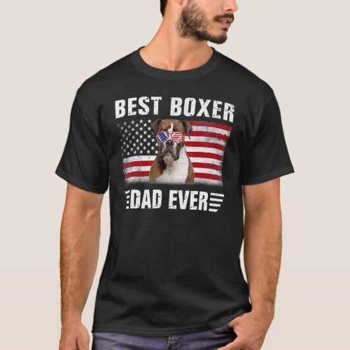 American Flag Best Boxer Dad Ever Dog T_Shirt