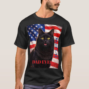 American Flag Best Dad Ever Cat Bengal T-Shirt