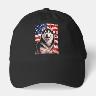 American Flag Best Dad Ever Husky Dog Hat