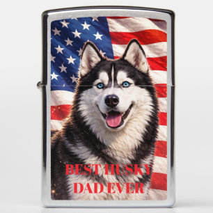 American Flag Best Dad Ever Husky Dog Zippo Lighter