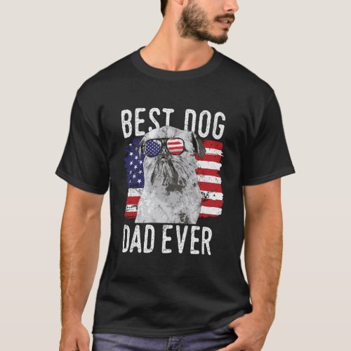 American Flag Best Dog Dad Ever Brussels Griffon U T_Shirt