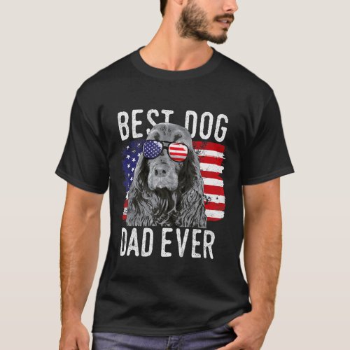 American Flag Best Dog Dad Ever Field Spaniels Use T_Shirt