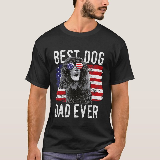 American Flag Best Dog Dad Ever Irish Water Spanie T-Shirt (Front)