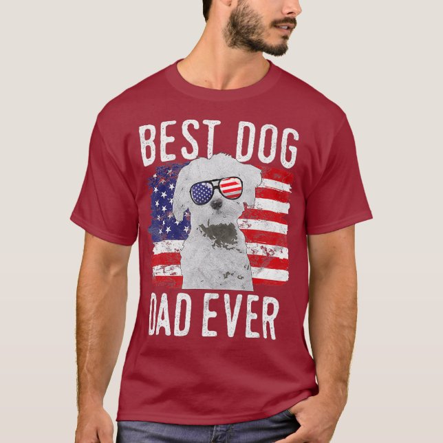 American Flag Best Dog Dad Ever Maltese T-Shirt (Front)