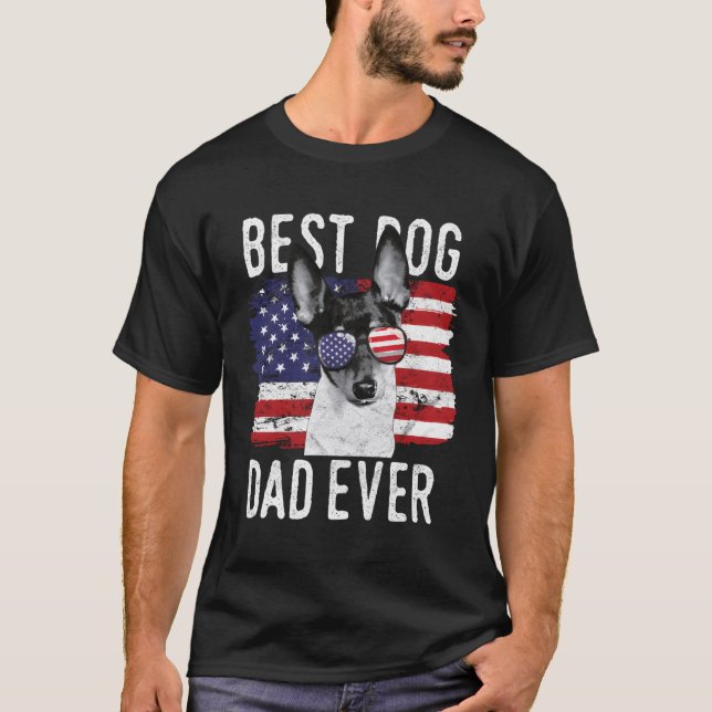 American Flag Best Dog Dad Ever Toy Fox Terriers U T-Shirt (Front)