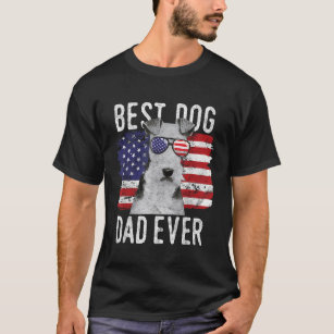 American Flag Best Dog Dad Ever Wire Fox Terrier U T-Shirt