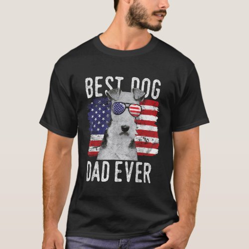 American Flag Best Dog Dad Ever Wire Fox Terrier U T_Shirt