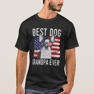 American Flag Best Dog Grandpa Ever Boston Terrier T-Shirt