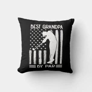 American Flag Best Grandpa By Par Throw Pillow