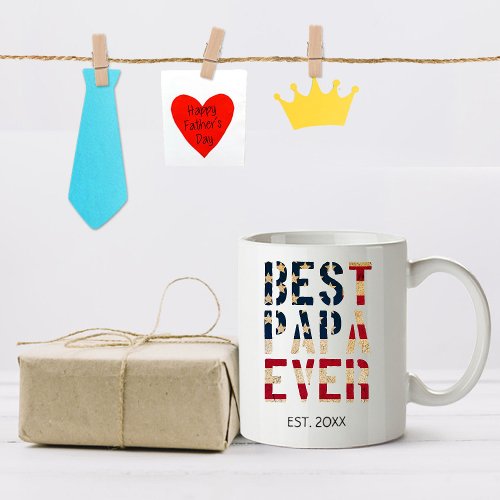 American Flag Best Papa Ever Add Your Text Coffee Mug