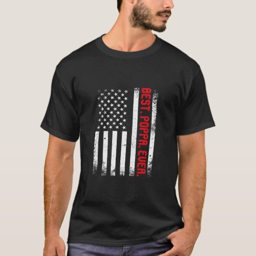 American Flag best Poppa ever  Vintage  T_Shirt