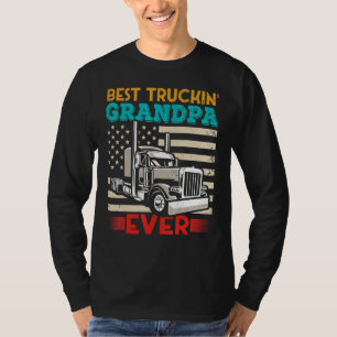 American Flag Best Truckin Grandpa US Semi Truck D T-Shirt
