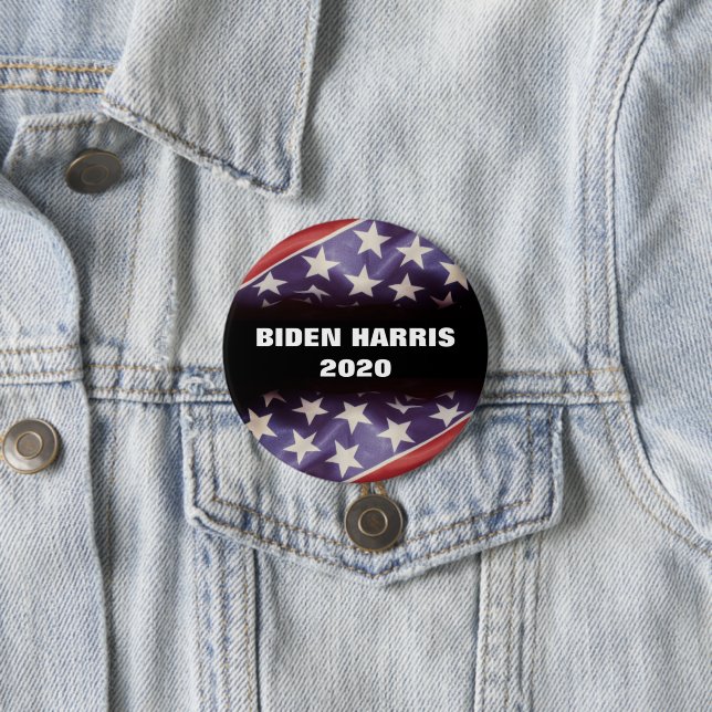 American Flag BIDEN HARRIS 2020 Campaign Button (In Situ)