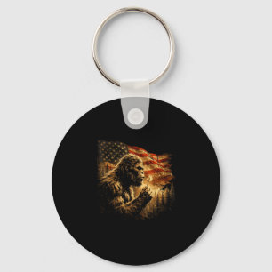 American flag bigfoot blowing dandelion vintage keychain