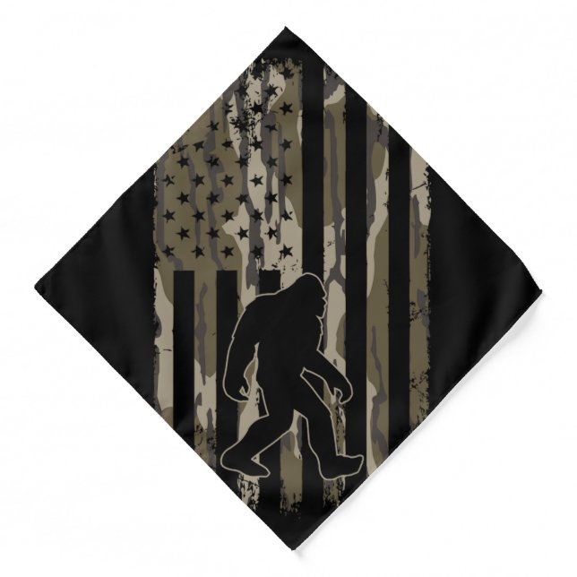 American Flag Bigfoot Bottom Land Camo Bandana (Front)