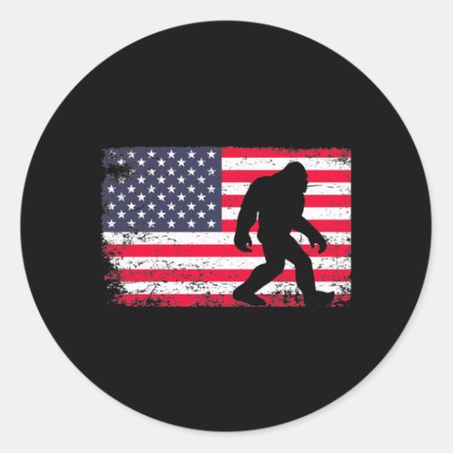 American Flag Bigfoot Classic Round Sticker