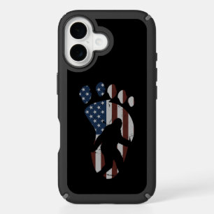 American Flag Bigfoot Footprint Distressed Graphic iPhone 16 Case