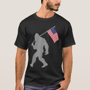 American Flag Bigfoot Red White Blue Patriotic 4th T-Shirt