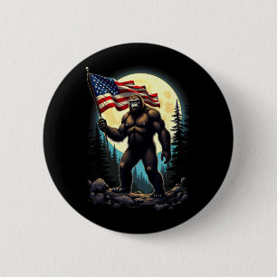 American Flag Bigfoot Sasquatch Camng Hiking Button