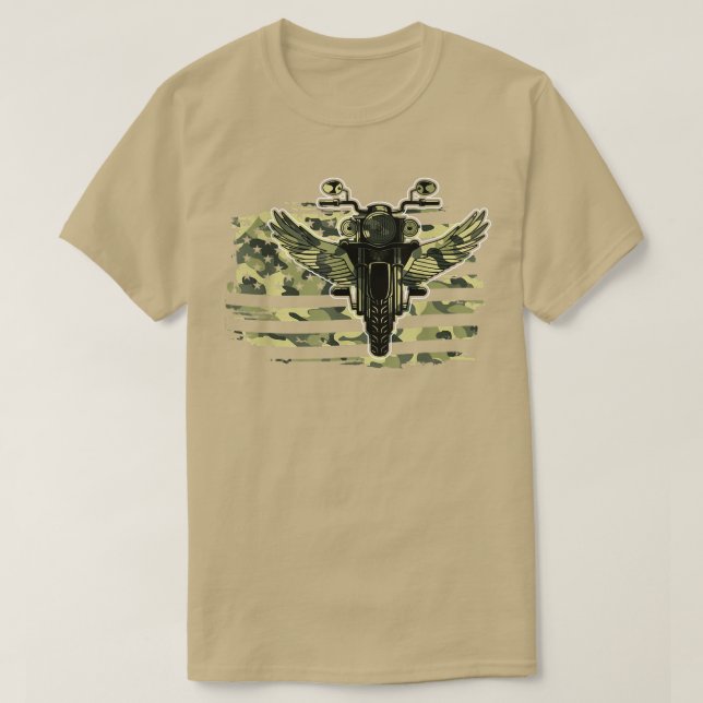 American Flag Biker Motorcycle138 T-Shirt (Design Front)