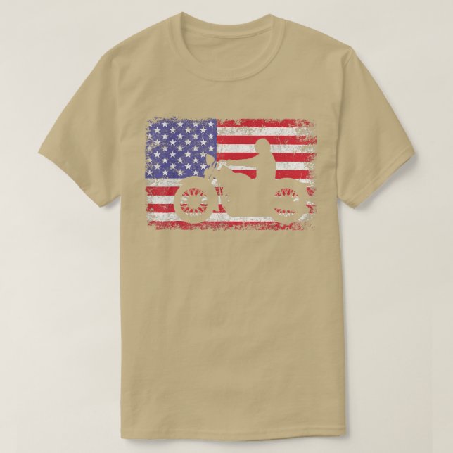 American Flag Biker Motorcycle Men  T-Shirt (Design Front)