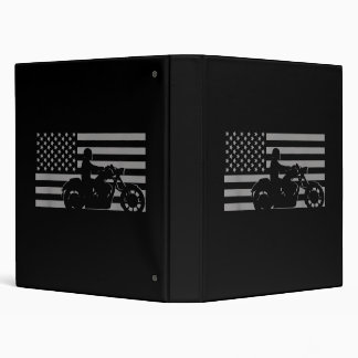 American Flag Biker Motorcycle Short Sleeve 3 Ring Binder