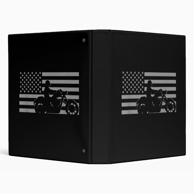 American Flag Biker Motorcycle Short Sleeve 3 Ring Binder (Background)