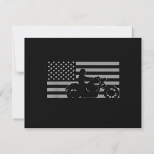 American Flag Biker Motorcycle Short Sleeve Save The Date