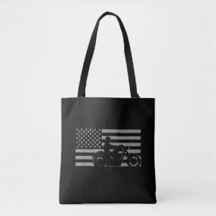 American Flag Biker Motorcycle Short Sleeve Tote Bag