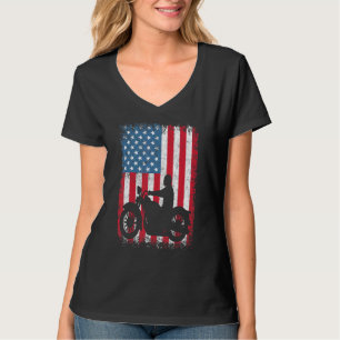 American Flag Biker Motorcycle T-Shirt
