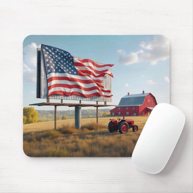 American Flag Billboard On the Farm Mouse Pad (With Mouse)