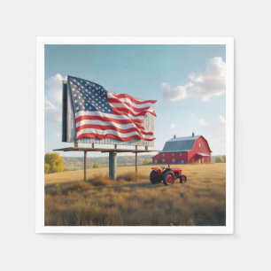 American Flag Billboard On the Farm Napkins