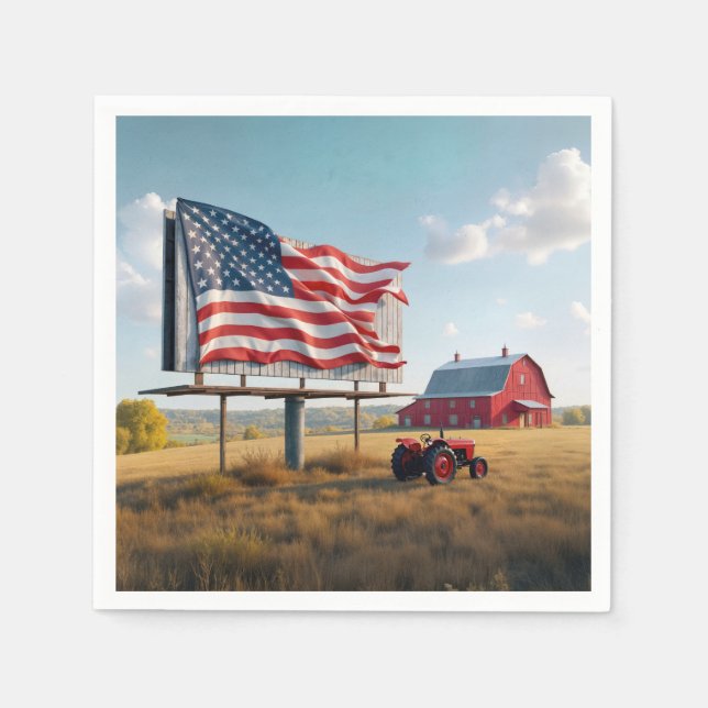 American Flag Billboard On the Farm Napkins (Front)
