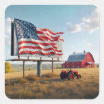 American Flag Billboard On the Farm Square Sticker