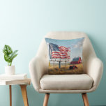 American Flag Billboard On the Farm Throw Pillow