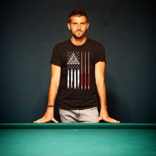 American Flag Billiard Pool Player T_shirt