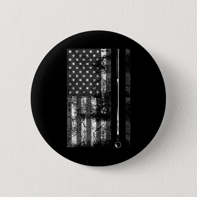 American Flag Billiard Stick Cute Table Game Funny Button (Front)