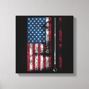 American Flag Billiard Stick Cute Table Game Funny Canvas Print