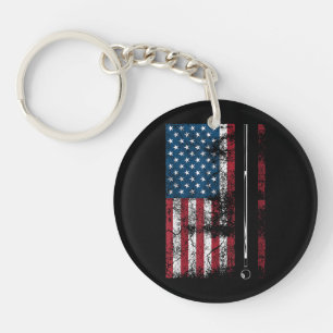 American Flag Billiard Stick Cute Table Game Funny Keychain