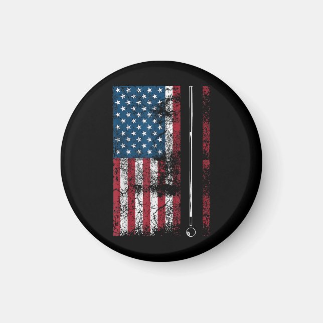 American Flag Billiard Stick Cute Table Game Funny Magnet (Front)