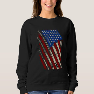 American Flag Billiard Stick Table Game USA Indepe Sweatshirt